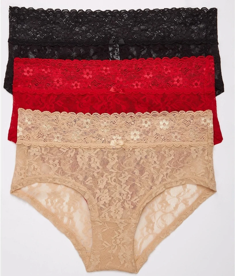 NWT DKNY Women's 3-Pack Lace Bikini Panties Underwear Black/Red/Nude - Image 2 of 3