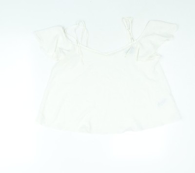 Topshop Damen weiß Polyester Camisole Bluse Größe 10 U-Ausschnitt - kalt