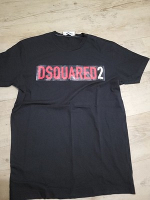 Dsquared2 Herren T-Shirt Schwarz Logo-Print Rundhals Kurzarm Größe L S74GD0449