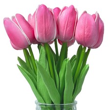 10PCS Fake Tulips Real Look PU Artificial Flowers for DIY Home Wedding Bouquet