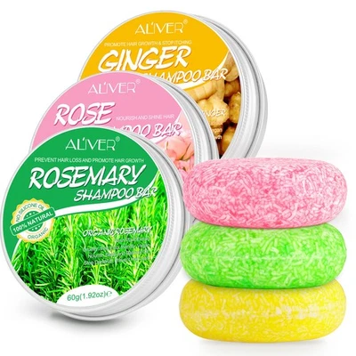 100% PURE Rosemary Shampoo Bar, Solid Rose Shampoo for Hair Growth Natural Ginger Shampoo