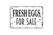 Rustic Farmhouse Fresh Eggs Metal Sign or Sticker