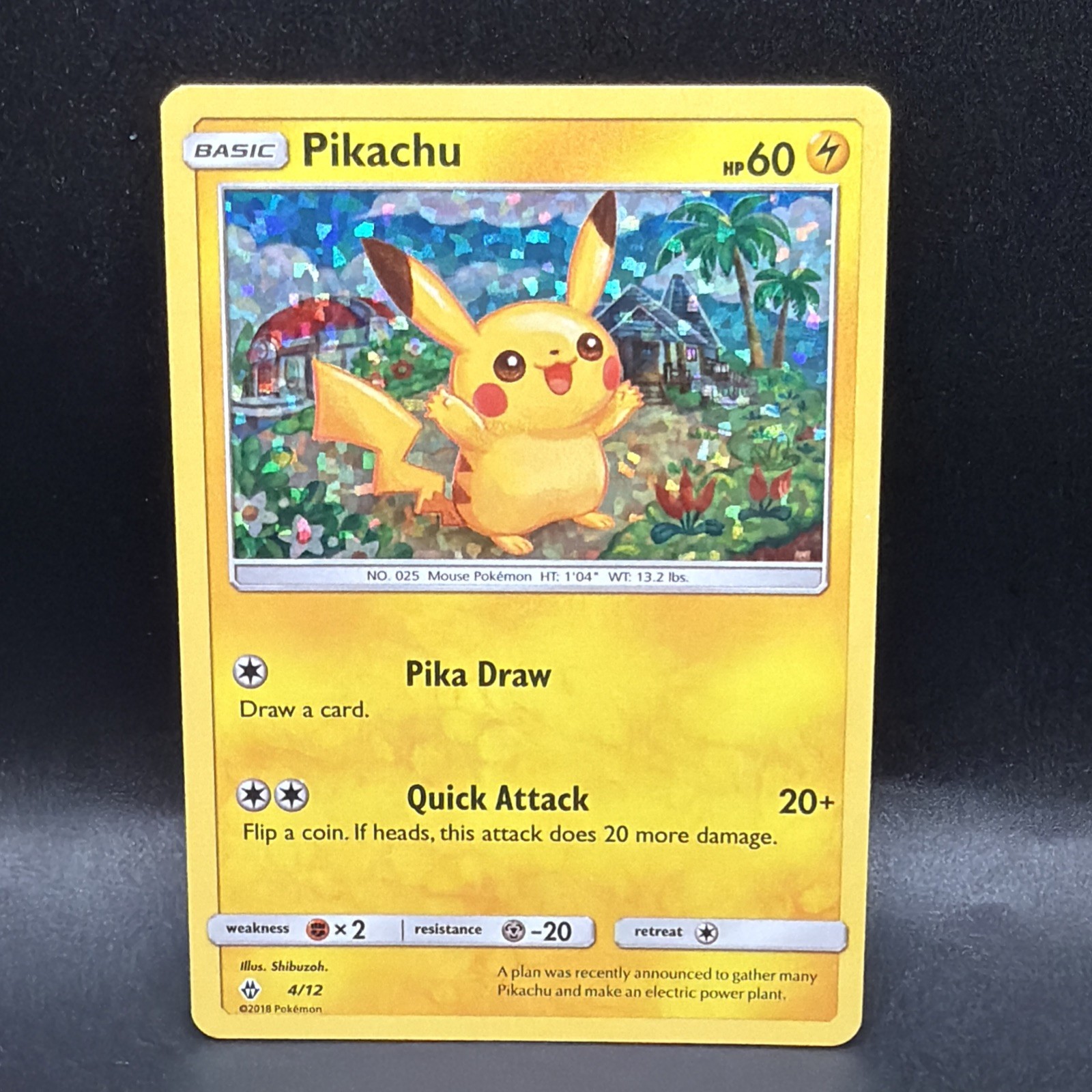 Pokémon Pikachu TCG 4/12 McDonald's 2018 Promo Holo Card
