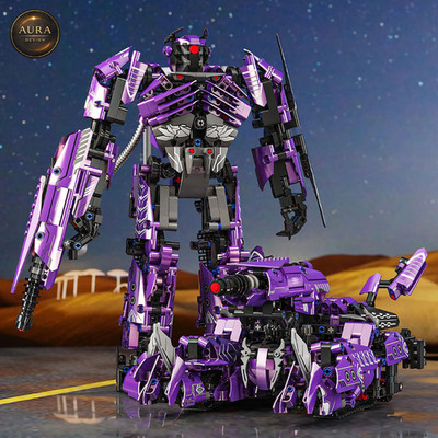 Roboter lila Steine 32cm Spielzeug Bau Kreative Geschenkidee