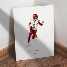 Jayden Daniels Poster Washington Commanders Football 8x10 Illustration Art Print