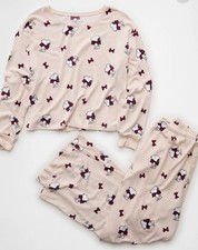 American Eagle AE Luxe Plush Long-Sleeve  Pant PJ Snoopy Bow Pajamas Set Sz XXL