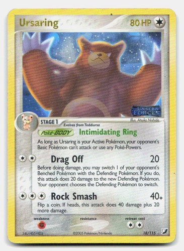 Ursaring 18/115 Rare Unseen Forces Pokemon Reverse Holo LP