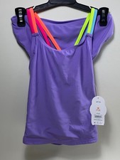 Wonder Nation Girl's Purple Tankini w/ Multicolor Straps 2-Piece M 7/8 NWT