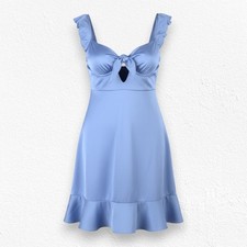 ASTR the Label Baby Blue Ruffle Coquette Marla Babydoll Mini Dress Size Small
