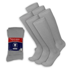 6 Pairs of Diabetic Over The Calf - Knee High Cotton Socks Gray - 6 Pairs, F...