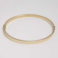 3mm Shiny Square Tube Bangle Bracelet Real 14K Yellow Gold