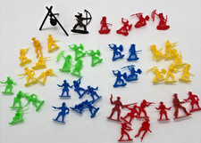 Cowboy and Indians 2.5-3  VTG Plastic Figures Lot Of 26 Green Yellow Red Blue