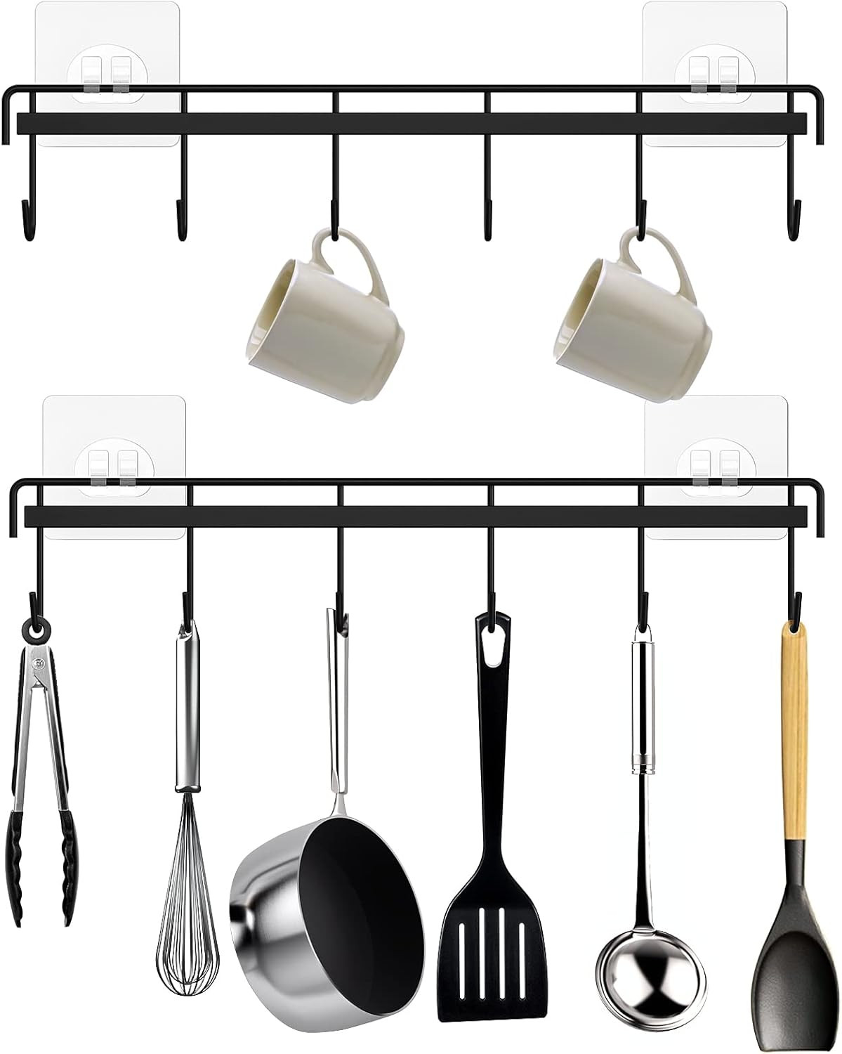 Kitchen Utensil Hanger, Adhesive Utensil Holder Wall Mount Kitchen Rack Rail wit