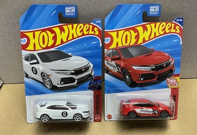 2 Hot Wheels 2018 HONDA CIVIC TYPE R :  White  &  Red   1 bid= 2 Civics  MOC