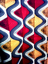 African Batik Wax Block Print Fabric Africlife 45 x 34" Bright Colors Modern VTG