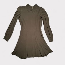 Reformation Long-Sleeve Mini Dress Black Peter Pan Collar Size M Medium A Line