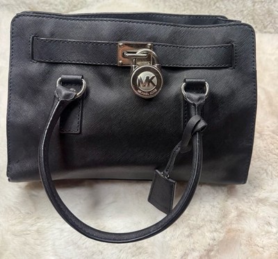 Michael Kors Hamilton Medium North South Saffiano Leather Satchel with Silver-To