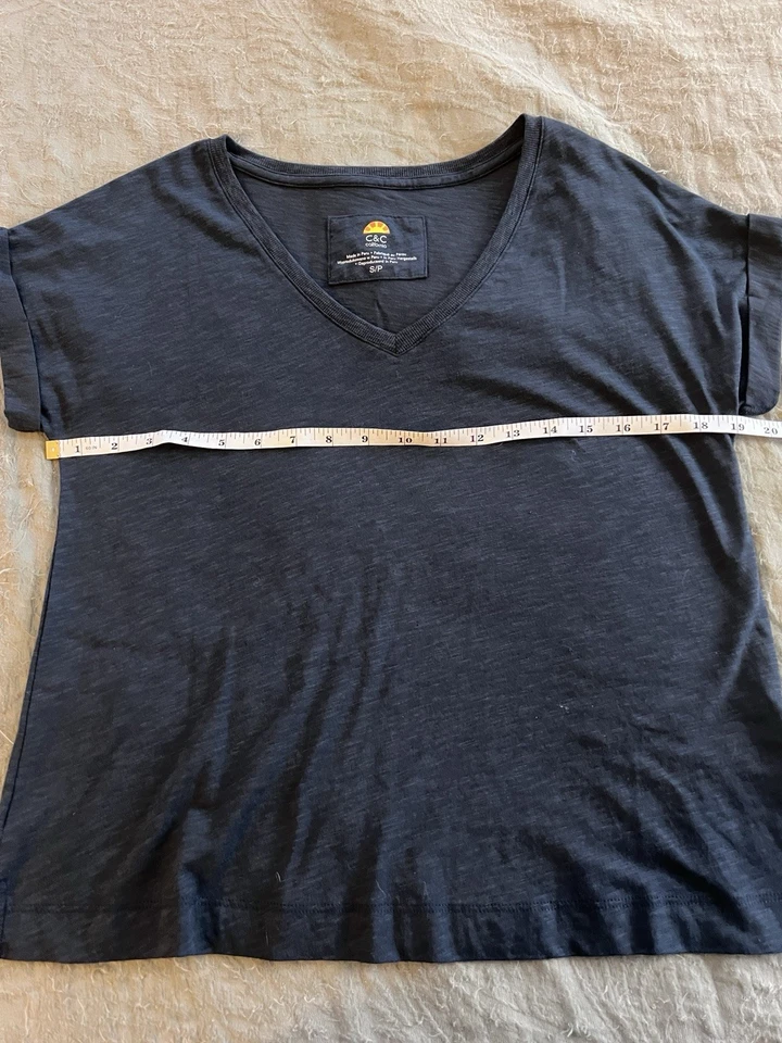 C C California Women’s V-Neck Blue T-Shirt NWT Casual Minimalist Loungewear - Image 2 of 4