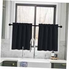 Small RV Camper Window Curtains, Thermal 34"W x 30"L Pack of 2 Black