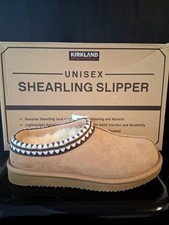 KIRKLAND Unisex Men's Women's Tan Shearling Slippers Size 10 Men, Size 11 Women
