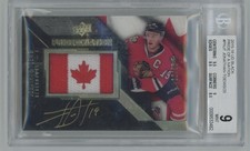 2015-16 UD Black Jonathan Toews Pride Of A Nation Auto Patch /25 #PN-JT BGS 9 10