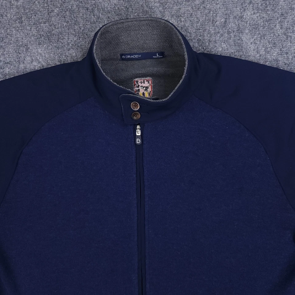 Chaqueta B Draddy Hombres Grande Azul Cremallera Completa Suéter Lana Acrílico Poliéster Cuello Simulado Foto 3 de 4