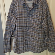 REI Mens XL Regular Plaid Blue Gray Yellow Lo...