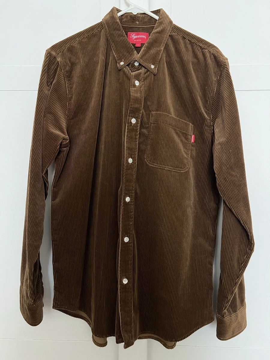 Supreme Corduroy Long Sleeve Casual Button-Down Shirts for Men for