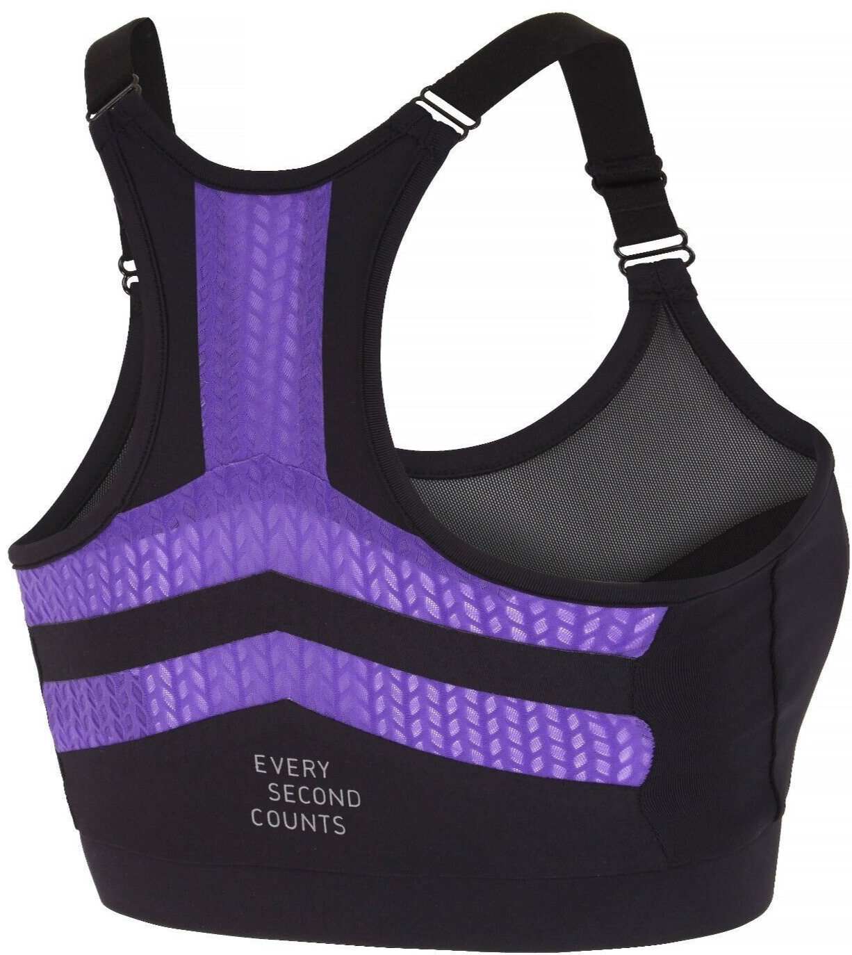 Performance Sports Bra Top Every Second Counts Challenge Crop BNWT RRP £71 Black