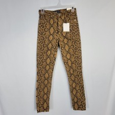 Zara Brown Python Print Stretch High Rise Skinny Jeans Womens Size 6 /26x27.5