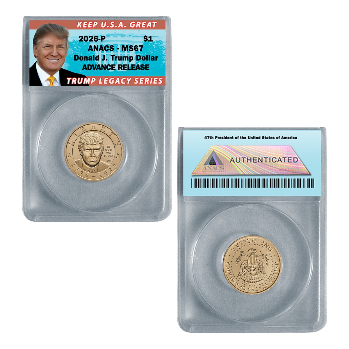 2026 P President Donald J. Trump  Liberty $1 Dollar  MS67 - Advance Release