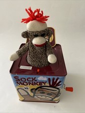 Sock Monkey Jack In The Box Musical Toy Schylling 2008 Whimsical Fun Nostalgic