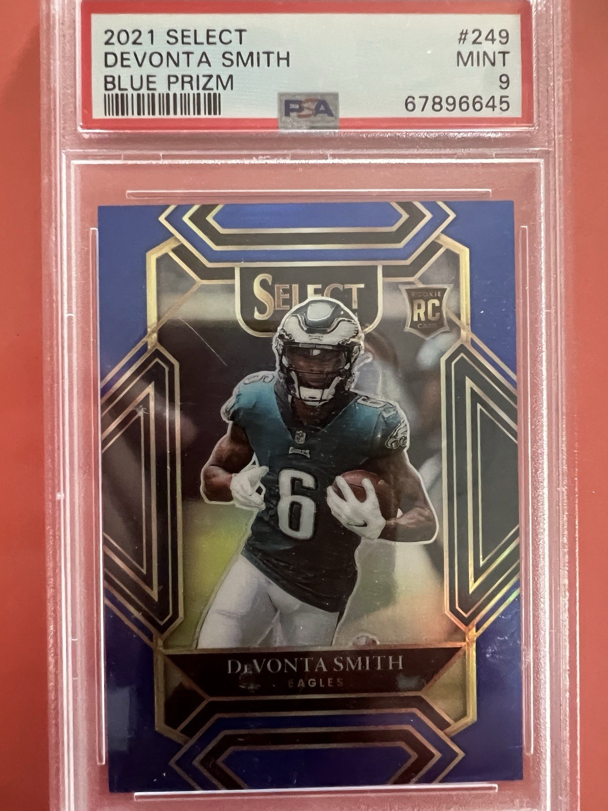 2021 Panini Select - Club Level Devonta Smith #249 Blue Prizm /99 (RC), PSA 9