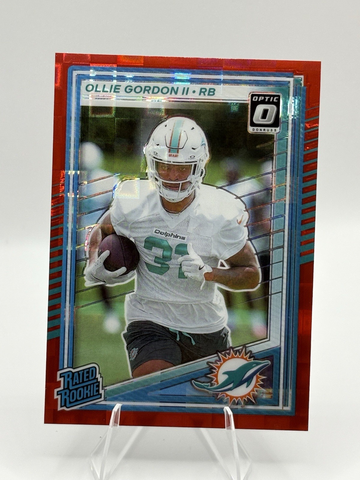 2025 Panini Donruss Rated Rookie 394 Ollie Gordon II Optic Preview Red Pandora
