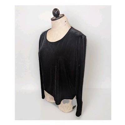 Vintage Ann Taylor Black Velvet Long Sleeve Shirt Sz Large 90s made in USA