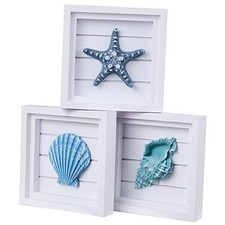 3D Art Beach Wall Decor Coastal Decor for Home 6.3 x6.3  Ocean white
