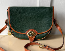 Vtg NEW Dooney  Bourke Large Cavalry Trooper Bag Fir Green AWL Crossbody