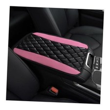 Ohleats Car Center Console Cushion Pad, PU Leather Waterproof Auto Armrest Pink