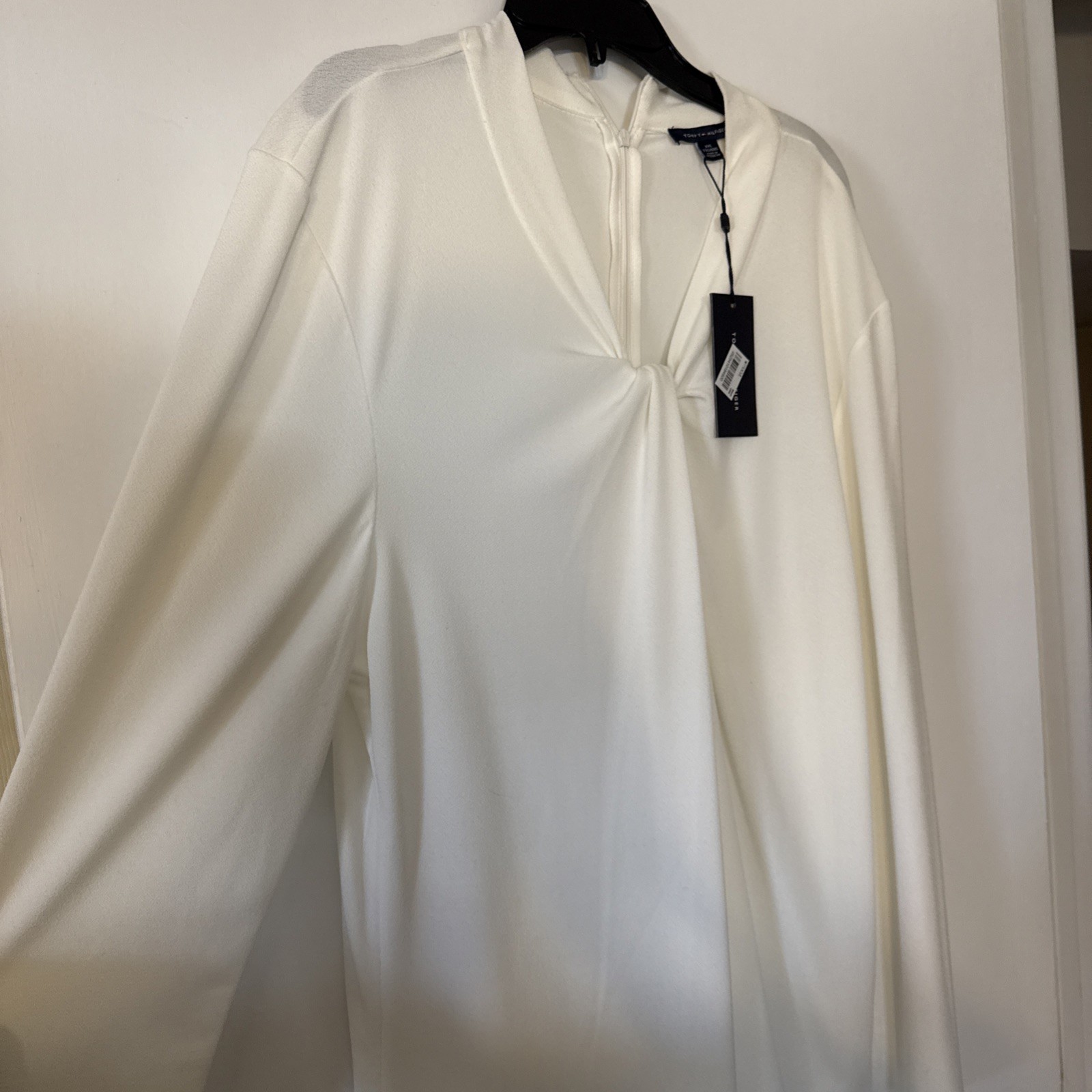 Tommy Hilfiger Women’s XXL Ivory Twisted V-Neck Blouse Soft Stretch Top thumbnail 11