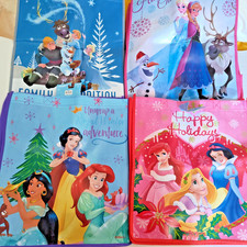 Disney Holiday Tote Bags Lot of 4 Frozen Elsa Anna Olaf  Princess Ariel etc