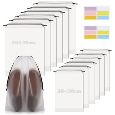 Topekada 12 Pack Clear Shoe Bags Travel Waterproof Drawstring Storage
