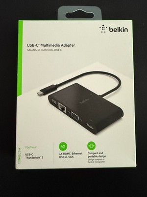 Belkin Multimedia USB-C Adapter auf Gigabit HDMI VGA USB-A schwarz Apple *NEU*