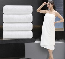 4 Pack 100 Cotton Bath Towels, White, 27 x 55 in