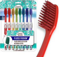 Soft Toothbrushes for Adults, Floss Fusion Design, 8 Ct