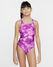 Nike Girls' XL Water Print Swimsuit One Piece Purple Logo NWT