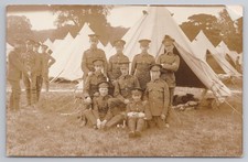 WWI RPPC Group 9 Soldiers In Camp Bell Tents British Army Military Photo