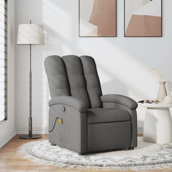Massagesessel Stoff Dunkelgrau Relaxsessel Mit Shiatsu Funktion-image