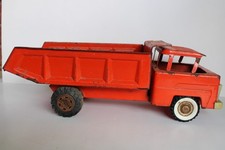 Vintage Marx Orange Pressed Steel Toy Dump Truck