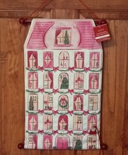 20" Pink Christmas Window House Fabric Count Down Calendar w/Santa by Ashland
