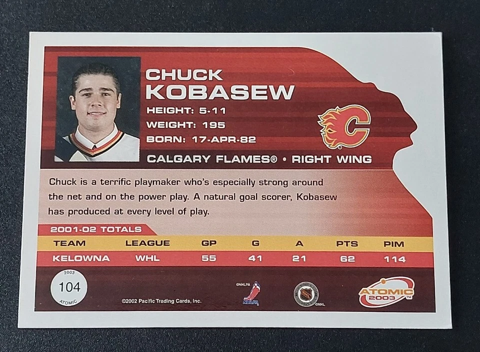 2002-03 Pacific Atomic Chuck Kobasew Parallel Rookie Card 104. Serial #353/775 - Image 2 of 3